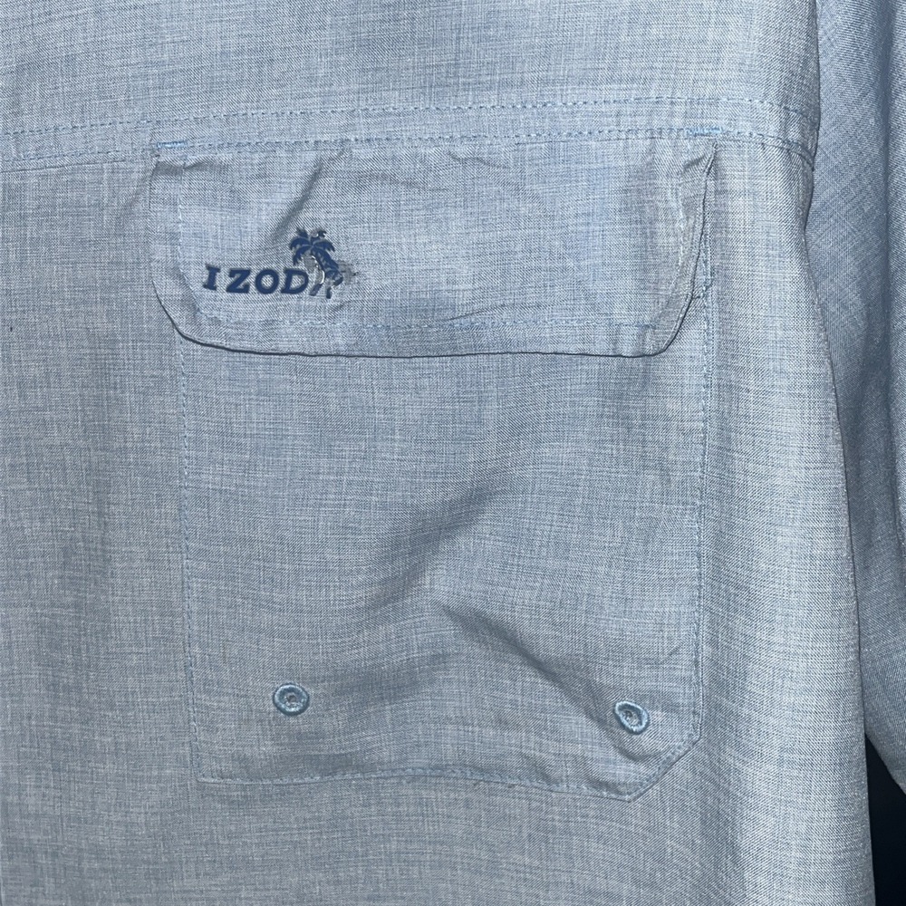 IZOD Saltwater Blue Short Sleeve Button Up Shirt Men's XXL - Picture 2 of 10